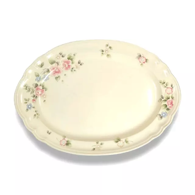 Pfaltzgraff Tea Rose Oval Serving Platter Vintage Floral Ceramic Kitchen Dish