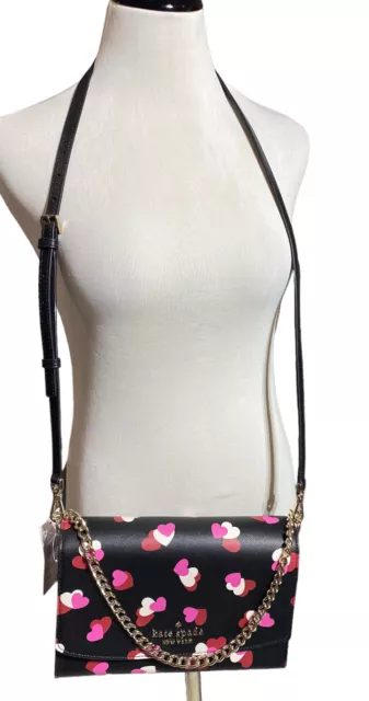 Kate Spade Carson Convertible Chain Crossbody Shoulder Bag Hearts Red Pink Black Kate Spade Carson Convertible Chain Crossbody Shoulder Bag Hearts Red Pink Black