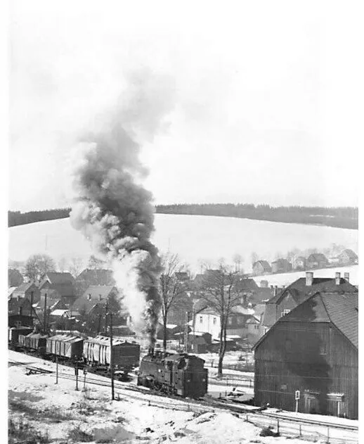 Dampflokomotive 99 1791 AK Güterzug Ausfahrt Neudorf Erzgebirge Fotokarte