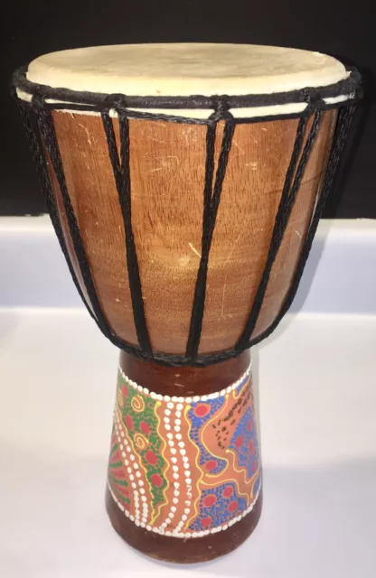 6in African Djembe Drum Hand-Carved Wood Goat-Skin Traditional African