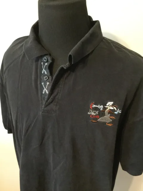 2001 Vintage King of the Grill Wile E Coyote Polo Black Shirt XXL