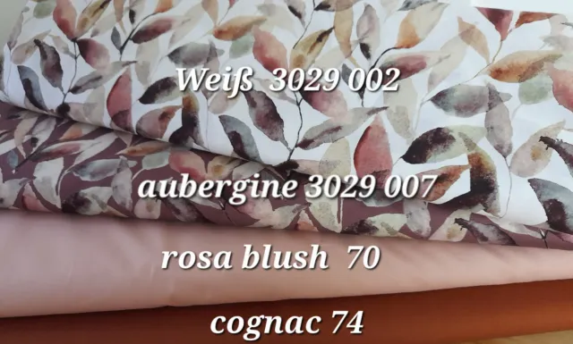 Baumwollstoff  Blätter / uni 50 x 140/150 cm