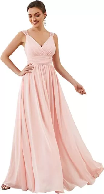Ever-Pretty Dress Women's Backless Floor Length Bridesmaid Dress Pink UK Size 10