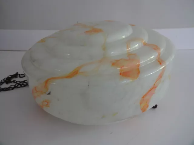 Vintage Glass Ceiling Light Shade Fly Catcher Art Deco Orange/Yellow + Chains