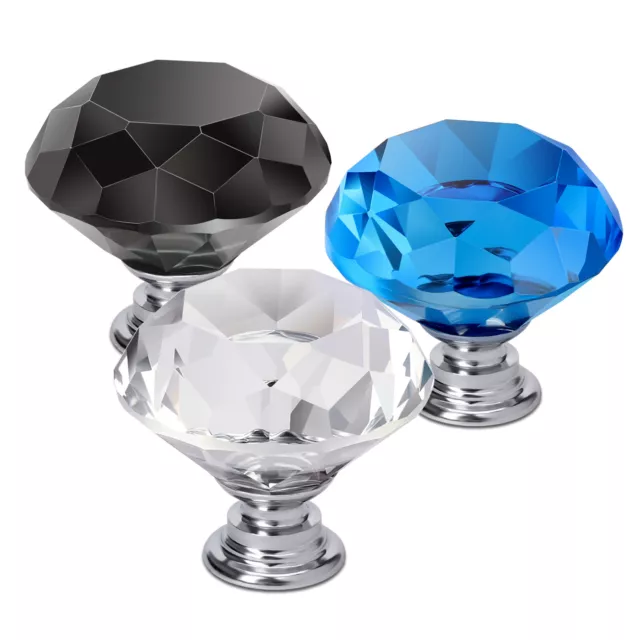 Diamond Shape Crystal Glass Cabinet Knobs Drawer Kitchen Dresser Handle Pull Lot 3