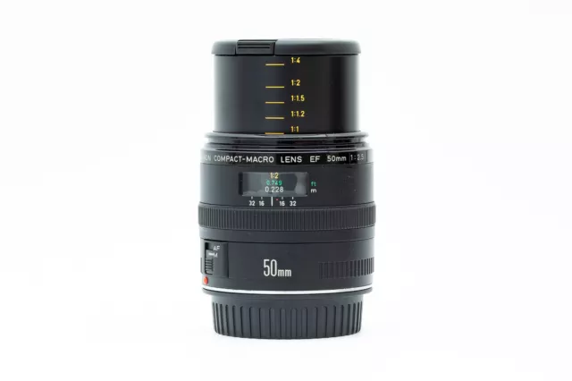 Canon EF 50mm F2.5 Compact Macro Objektiv Vergrößerung Maßstab 1:2