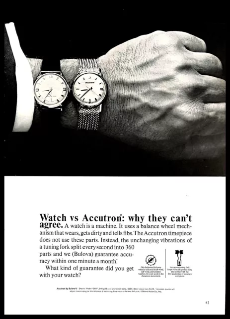 1965 Bulova Accutron Watches Vintage PRINT AD Gold Hand Watch Timepiece B&W