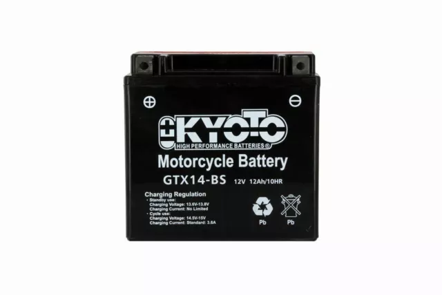 Batterie Moto Quad Scooter Kyoto Sans Entretien Ytx14-Bs Gtx14-Bs