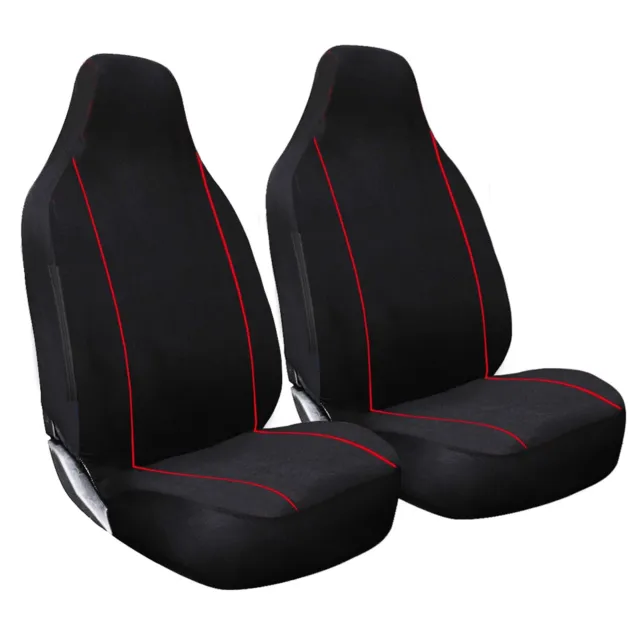 Premium Black with Red Piping Car Van 4X4 Front Seat Cover Protectors Set 1+1