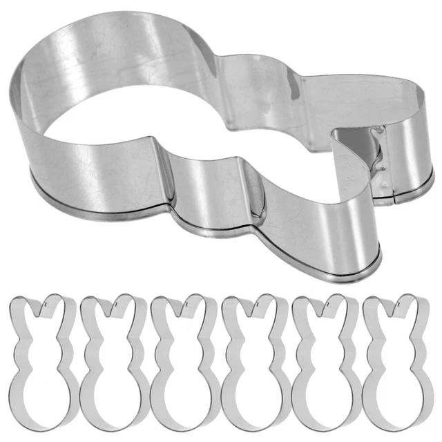 6 piezas de fondant plata acero inoxidable galletas conejo