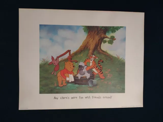 Disney 14 x 11 litho Winnie the Pooh - Any Chore's More Fun With Friends Around!