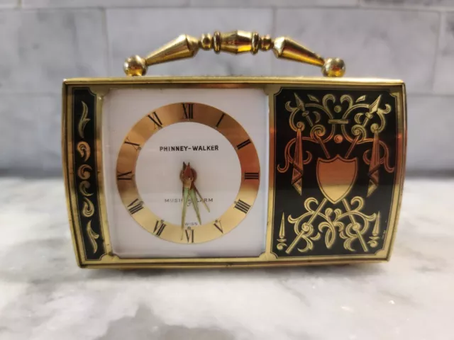 Vintage Phinney Walker Purse Handbag Shape Swiss Windup  Alarm Clock