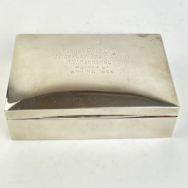 Antique Solid Silver Cedar Lined Cigarette Box George Unite 1905 13.5cm Gold Int