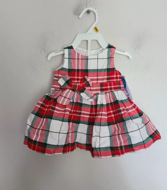 Carters Baby Girl Christmas Sleeveless Dress Red Plaid Newborn