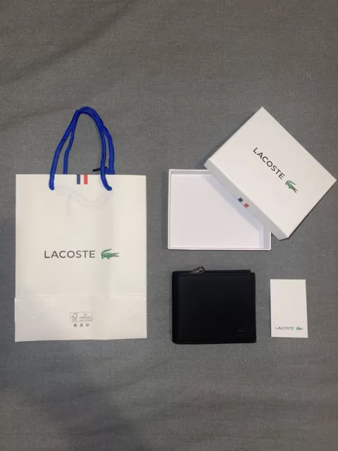 Portefeuille Lacoste homme Noir Neuf Vendu Avec Ça Boîte Et Son Petit Sac