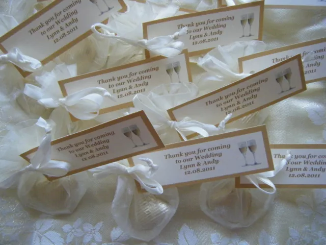 10 sacs organza personnalisés avec coeur chocolat doux fête de mariage faveurs 3