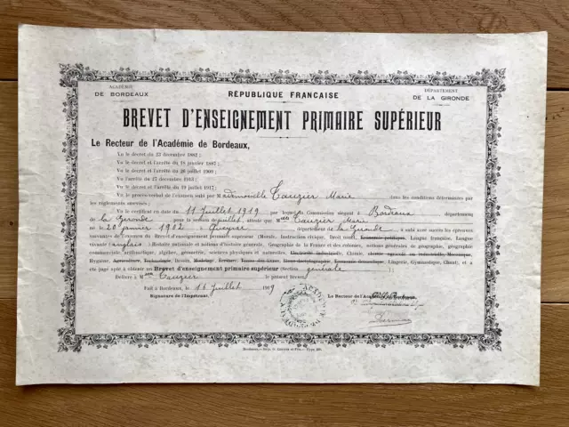 Ancien Diplôme 1914: Certificat d'études primaires- Queyrac, Gironde