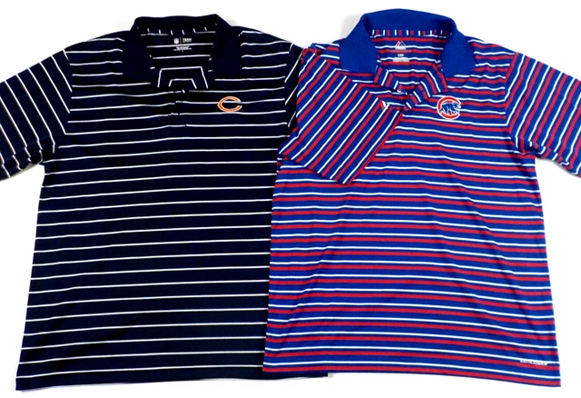 #1252 Majestic Mlb Nfl Chicago Bears & Cubs Polo Shirt Lot Of 2 Mens Large