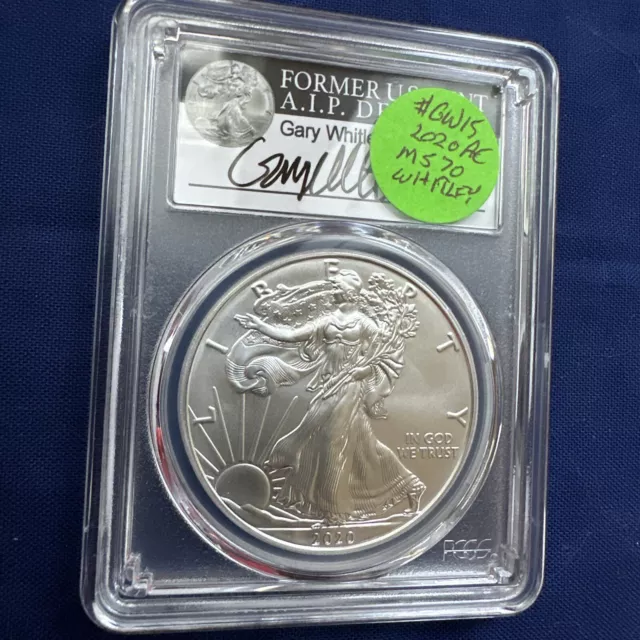 2020 Silver American Eagle MS70 PCGS Whitley Signed #GW15