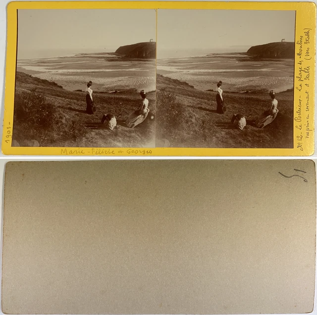 France, Le Portrieux (Saint-Quay-Portrieux), la plage des Moulins Vintage stereo