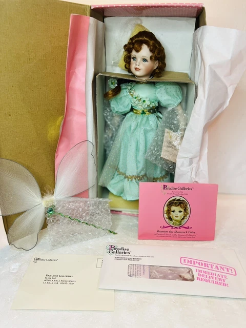 Paradise Gallery “Shannon The Shamrock Fairy” 13" Porcelain Doll NOB W/ COA #