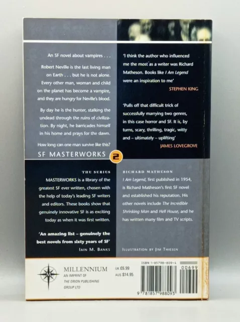 Richard Matheson I Am Legend SF Masterworks Number 2 Millennium Paperback 2000 3