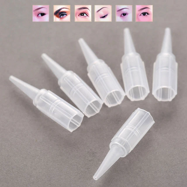 50 piezas Gorra desechable puntas de tatuaje para boca redonda 1R Aguja Herramienta de maquillaje permanente