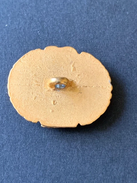 Bouton De Collection  Ancien Métal Doré En Relief Et Peint 27 X 21 2