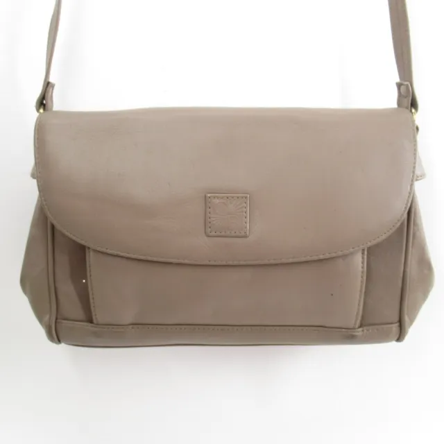 Giani Bernini Crossbody Handbag Women M Taupe Smooth Leather Purse Shoulder Bag