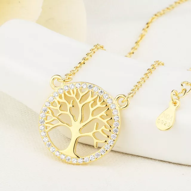 Women's Genuine 925 Sterling Silver Tree of Life Pendant Necklace Stunning Gift