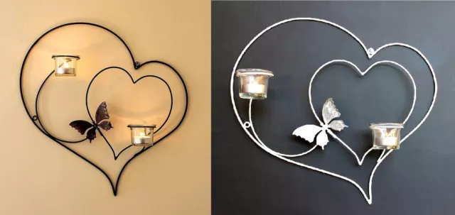 Wandteelichthalter Herz 39cm Teelichthalter aus Metall Wandleuchter Kerzenhalter