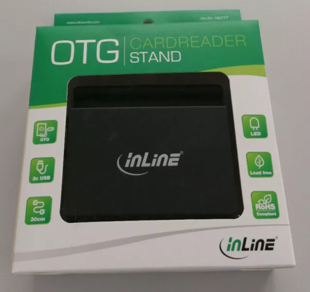 InLine® OTG Stand, Dockingstation mit Card Reader und USB-Hub, schwarz