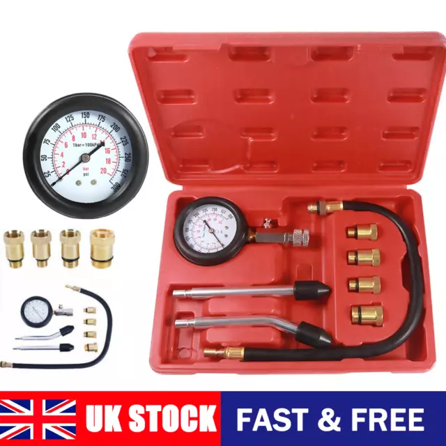 Car Petrol Engine Cylinder Pressure Tester Compression Gauge Test Kit Automotive