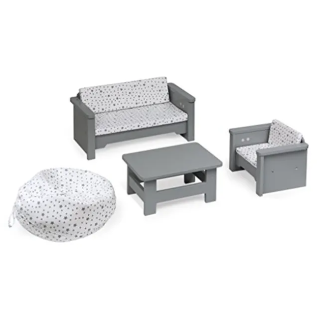 Badger Basket Living Room Furniture Set for 18 inch Dolls - Gray/White