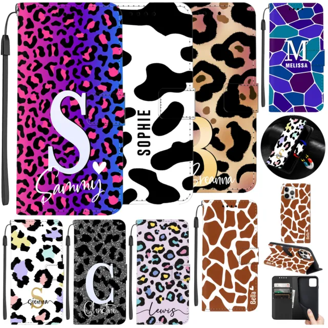 Leopard Print Custom Case For iPhone 15 Plus 14 13 12 11 XR Wallet Leather Cover