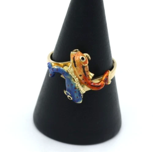 Bague En Argent Massif 925 Avec émail Et Motif Poisson - Marque Clio Blue, Taille 55/56, Neuf Sans Emballage
