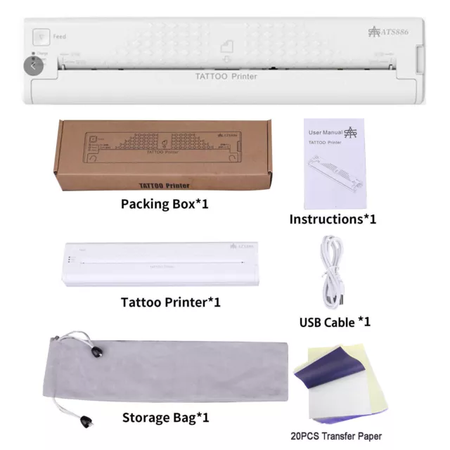 USB AU PORTABLE Cordless Tattoo Transfer Printer Clear Transfer Stencil  Printer $247.90 - PicClick AU