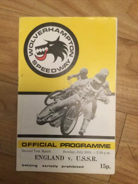 SPEEDWAY INTERNATIONAL England vs USSR - 28 Jul 1974 Wolverhampton Programme