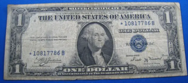 U.S. $1 SILVER CERTIFICATE   -  1935B  STAR NOTE     (ek)