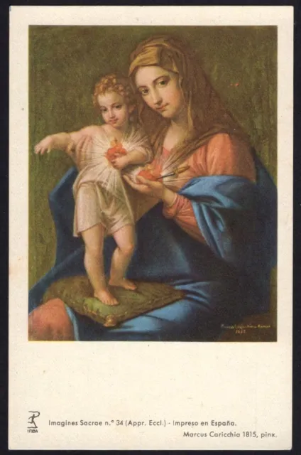 Santino de la Madonna del S. Corazon image pieuse holy card estampa