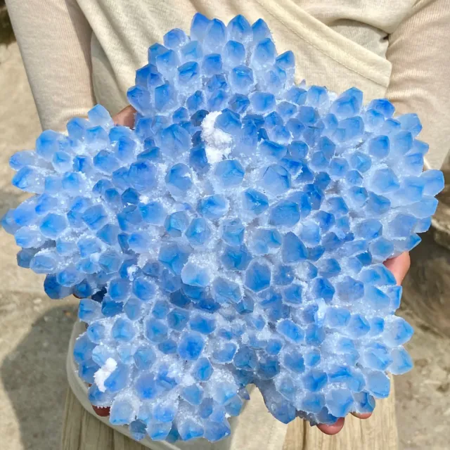 8.4LB New Find sky blue Phantom Quartz Crystal Cluster Mineral Specimen Healing