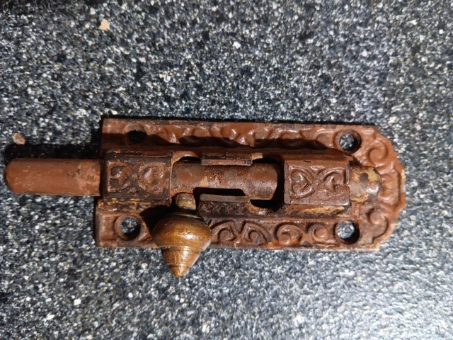 Ornate Antique Door Barrel Bolt Slide Latch Lock cast iron