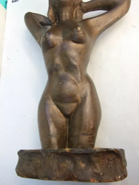 Female Nude Plaster Statue Art Sculpture Bronze Finish   Vintage 46 cm High 2
