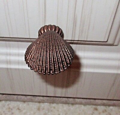 (2 Lot) ANNE at HOME- "OCEANUS"- SMALL 1-3/8" PEWTER SEASHELL CABINET KNOBS- NOS