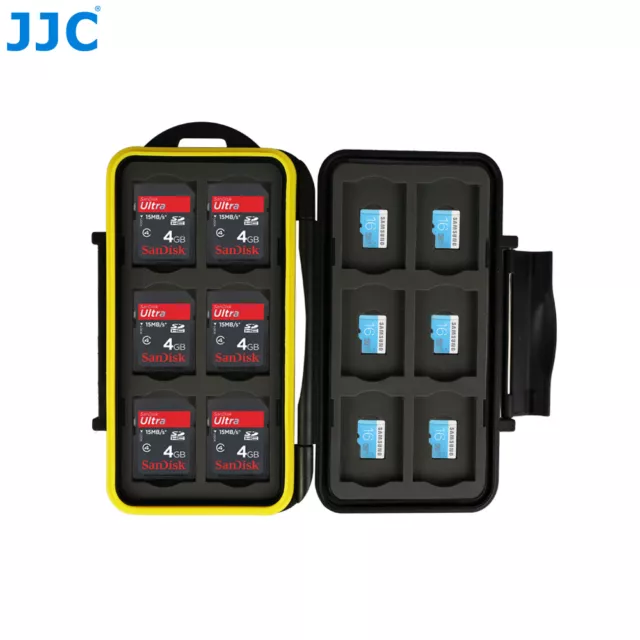 JJC Water-resistant Memory Card Case Storage Holder fits 12 SD+12 Micro SD Cards