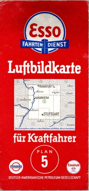 ESSO Luftbildkarte Plan 5 RHEIN MAIN NECKAR Gebiet 1:500 000 KFZ STANDARD