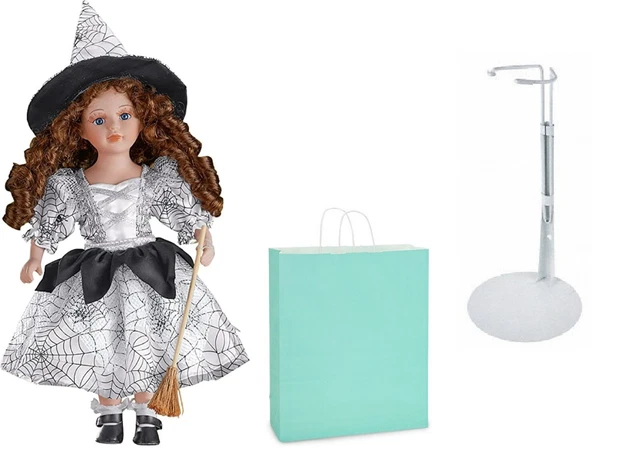 New Collectable Porcelain Spider Web Doll with Doll Stand and Gift Bag