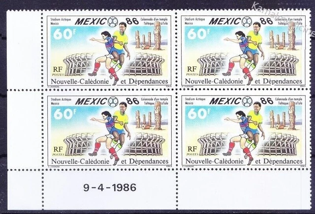 NOUVELLECALÉDONIE 1986 MNH corner blk, Coupe du Monde de la FIFA