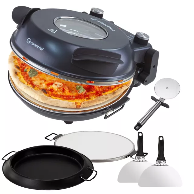 Sommertal PizzaProfi Pizzaofen – Pizzamaker 32cm 400°C – 5-tlg Set mit Pfanne