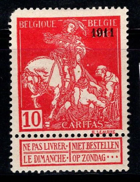 Belgique 1911 Mi. 88 II Neuf * MH 40% Contre la tuberculose, 10 C